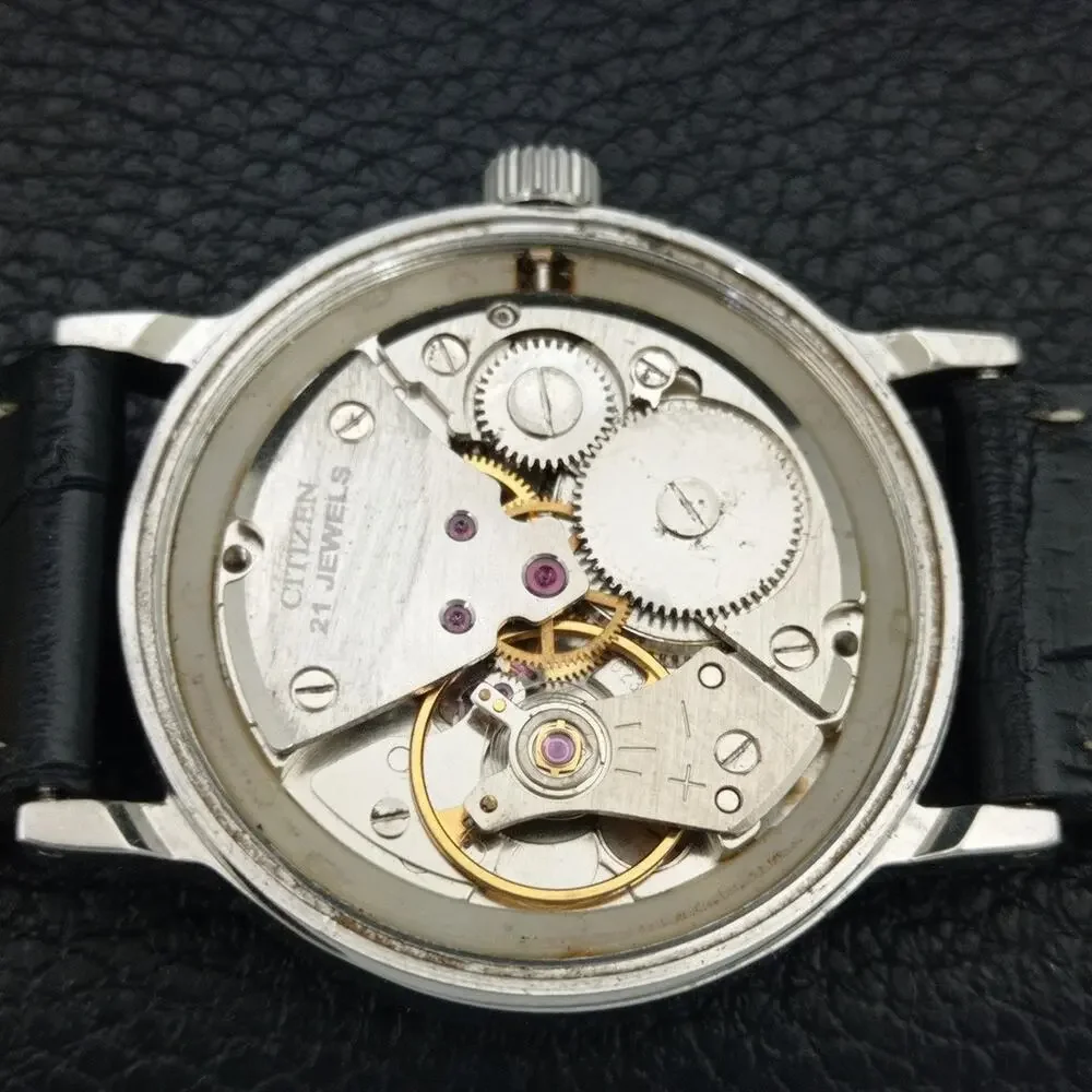 Vintage 1982 Citizen Manual Wound Mens Silver Watch & Silver accents
